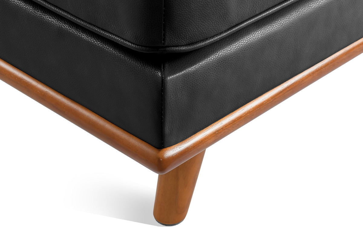 Black Leather Ottoman