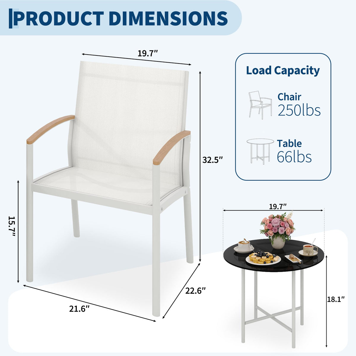 GarveeLife Patio Bistro Sets, 3 Piece Outdoor Conversation Set