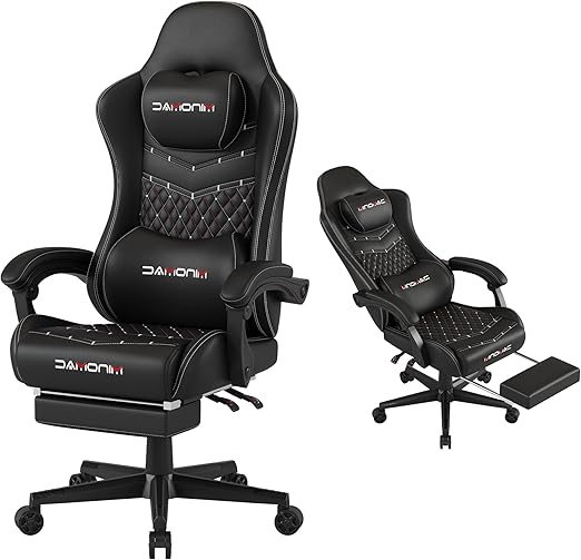 Ergonomic Gaming Chair with Retractable Footrest