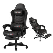 Black Gaming Chair with Footrest