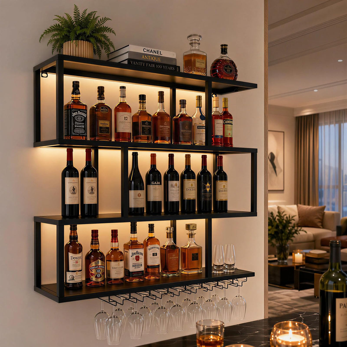 LED Wall-Mounted Wine Rack