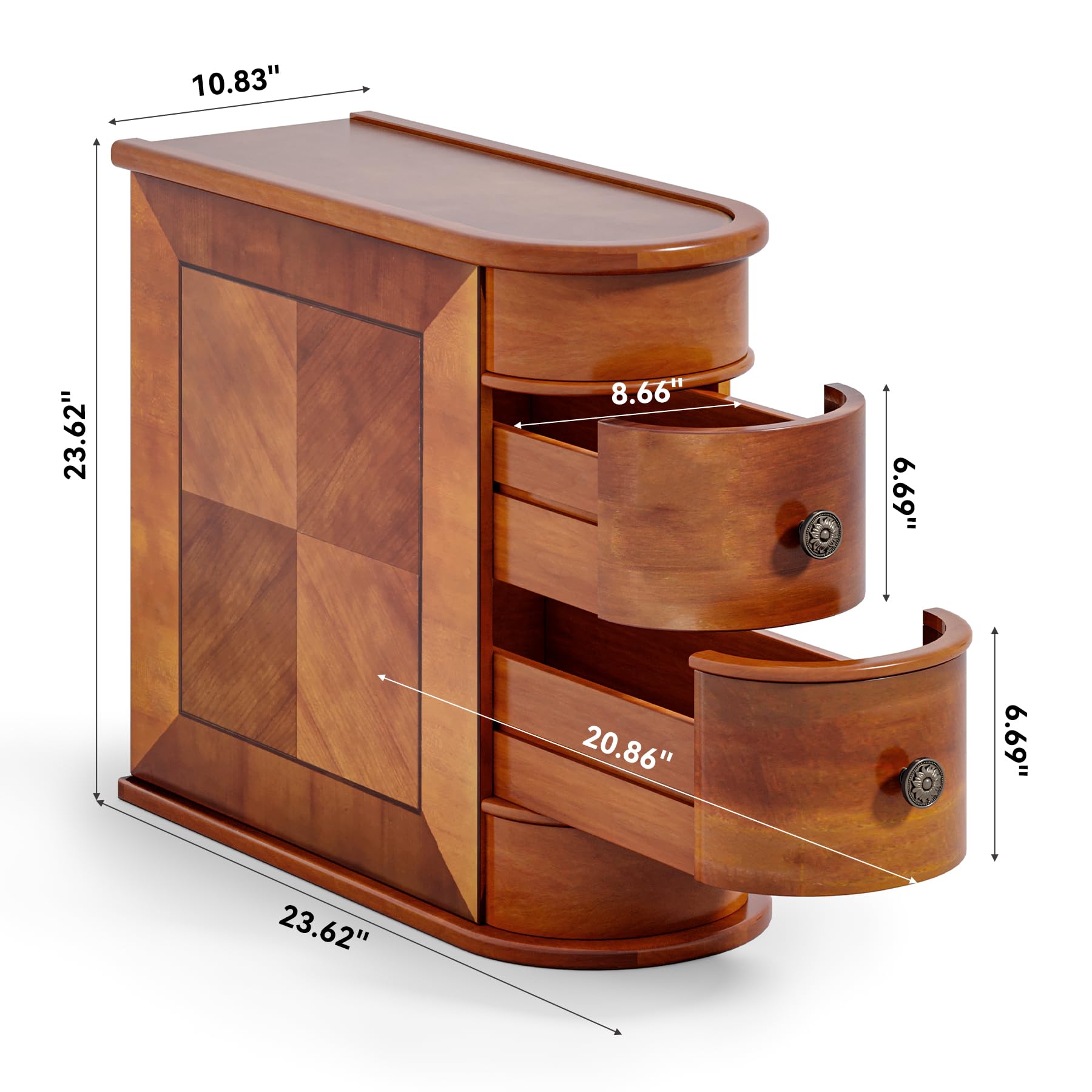 Wood End Table with 2 Drawers
