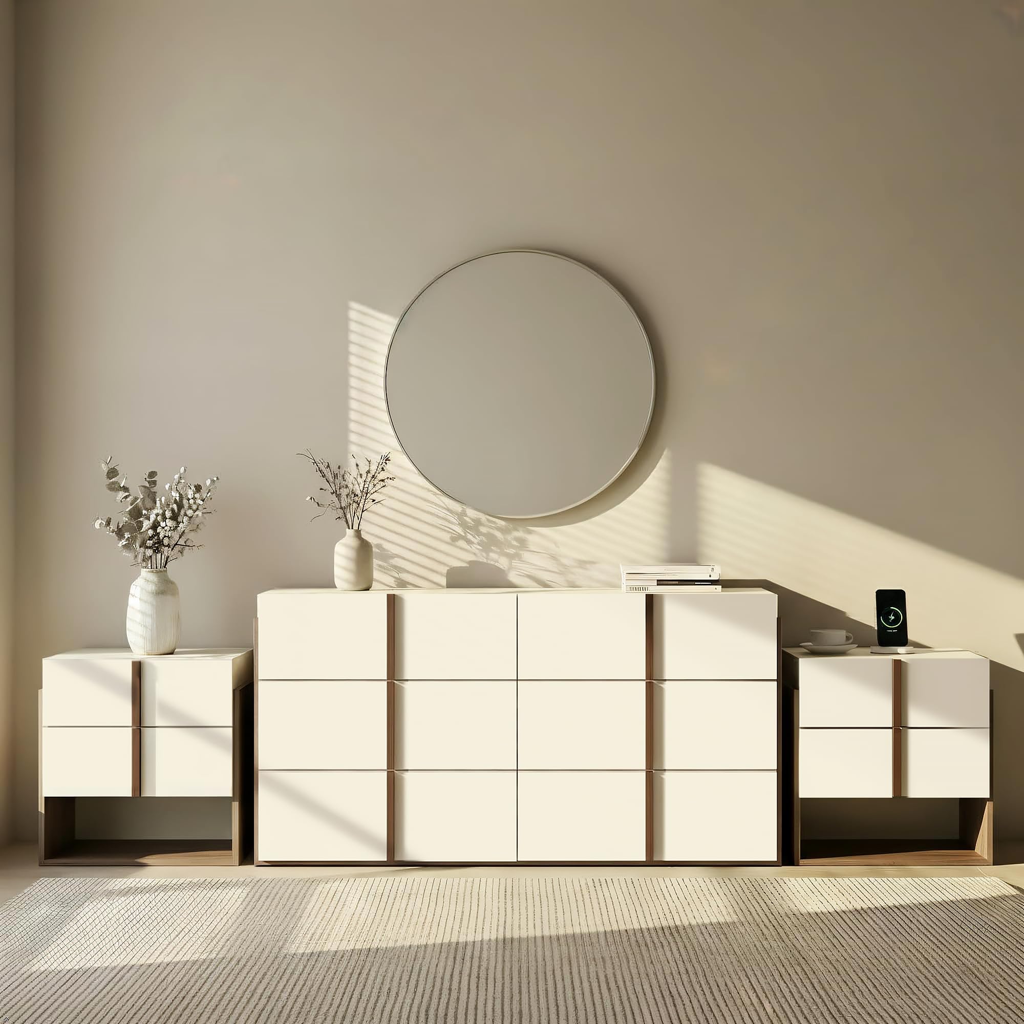 3-Piece Bedroom Set with 6-Drawer Dresser & 2 Nightstands