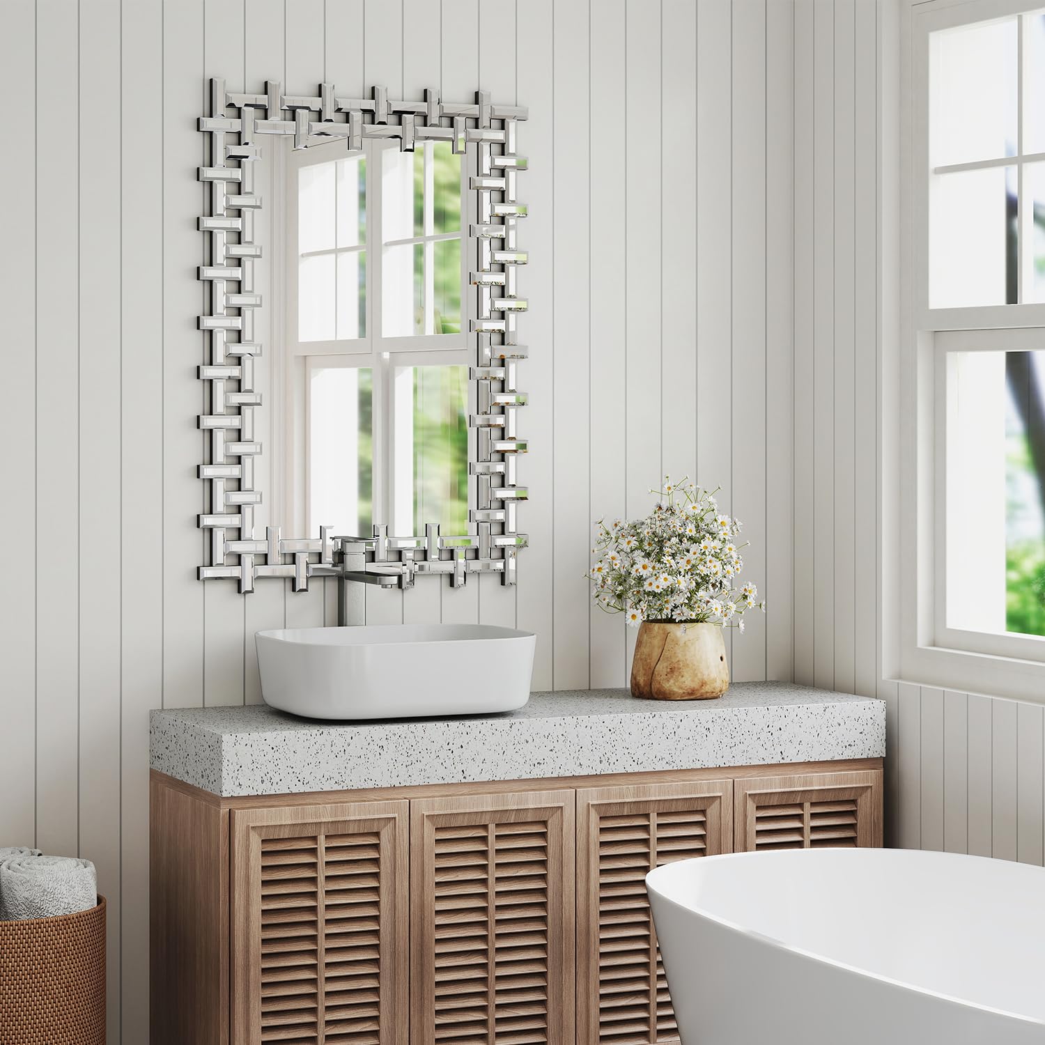 Large Rectangular Wall Mirror – Silver Glass Frame
