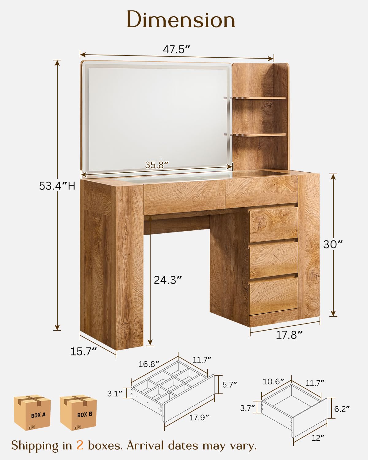 Makeup Vanity Desk with LED Mirror