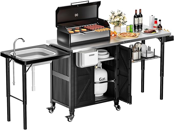 Outdoor Grill Cart with Stainless Steel Top