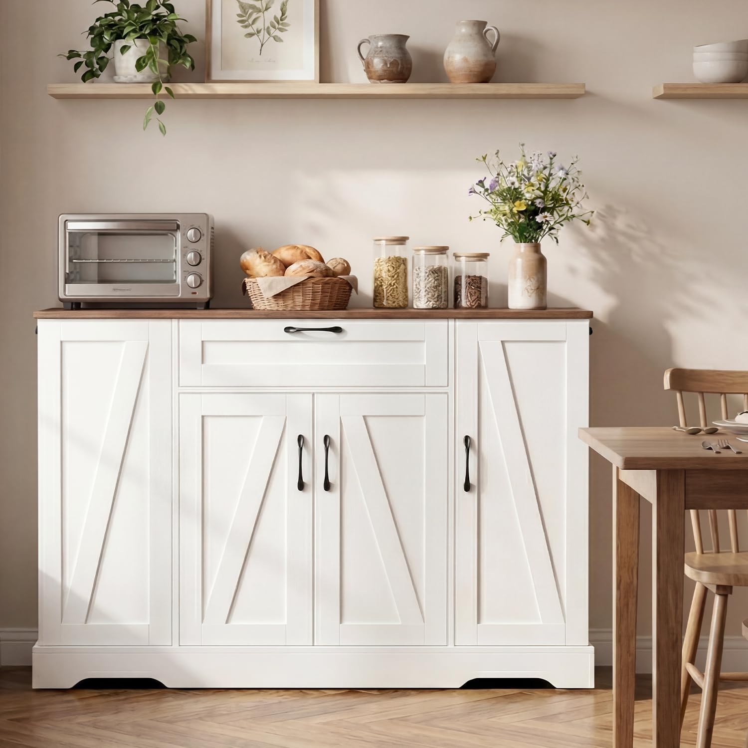 47" Rolling Kitchen Island Cart with Storage