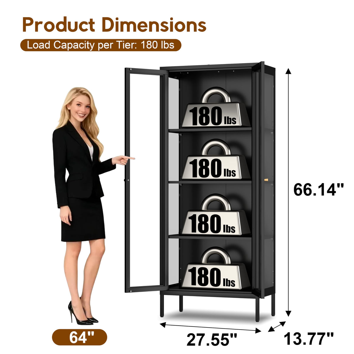 4-Tier Glass Display Cabinet