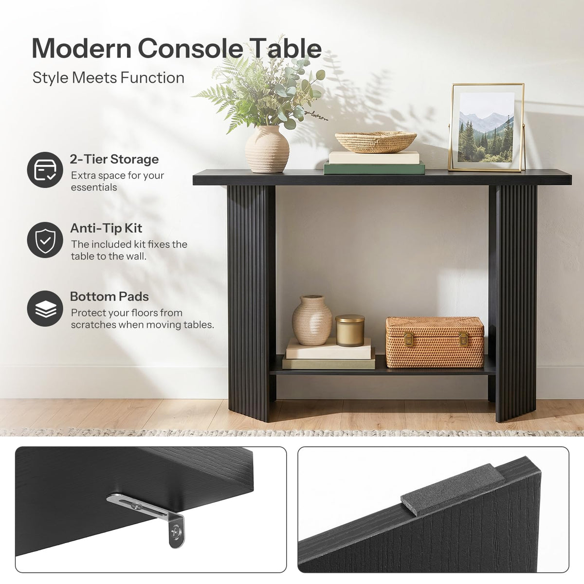 Black Fluted Console Table