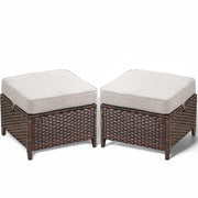 Outdoor Wicker Ottoman Set, 2-Piece
