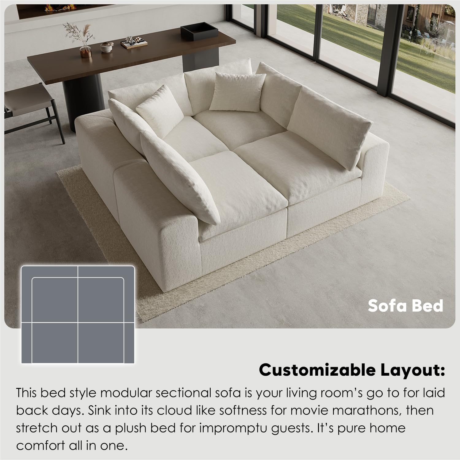 Modular L-Shaped Sectional Sofa with Deep Seat