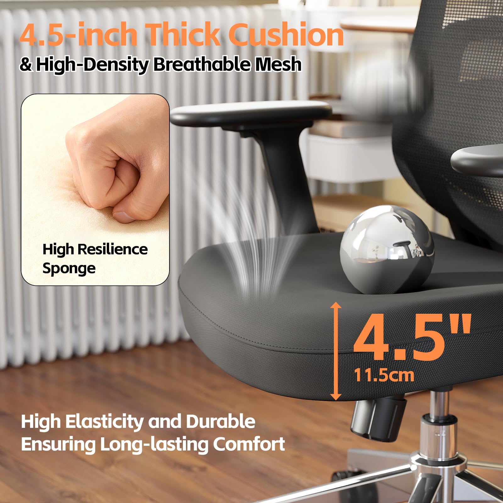 Ergonomic High-Back Office Chair with 3D Lumbar Support