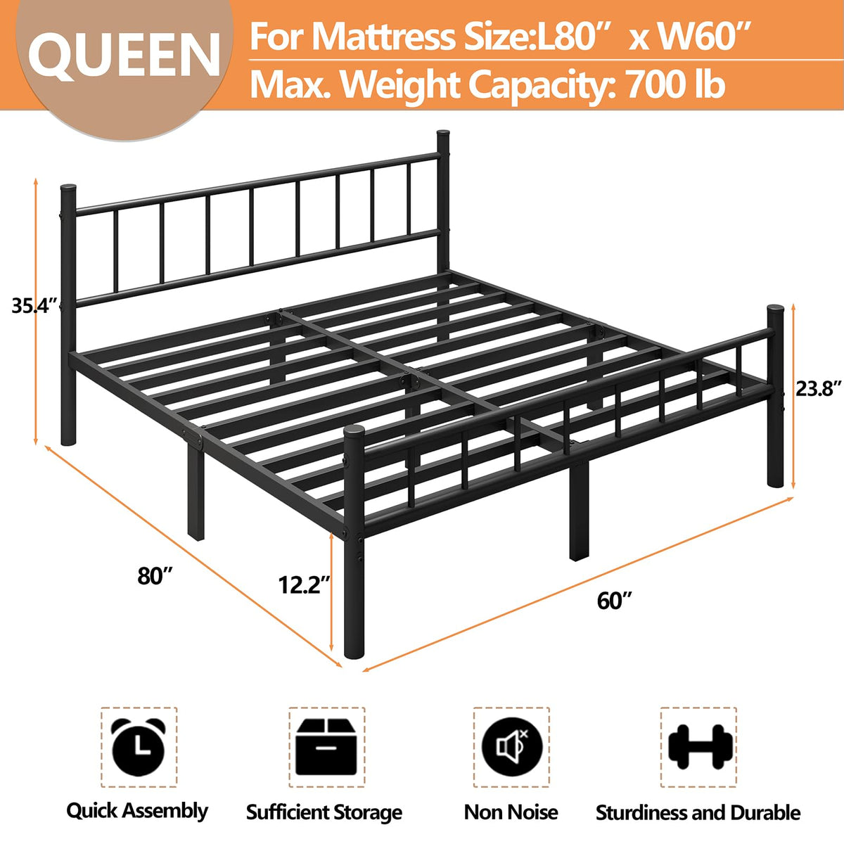 Queen Metal Bed Frame