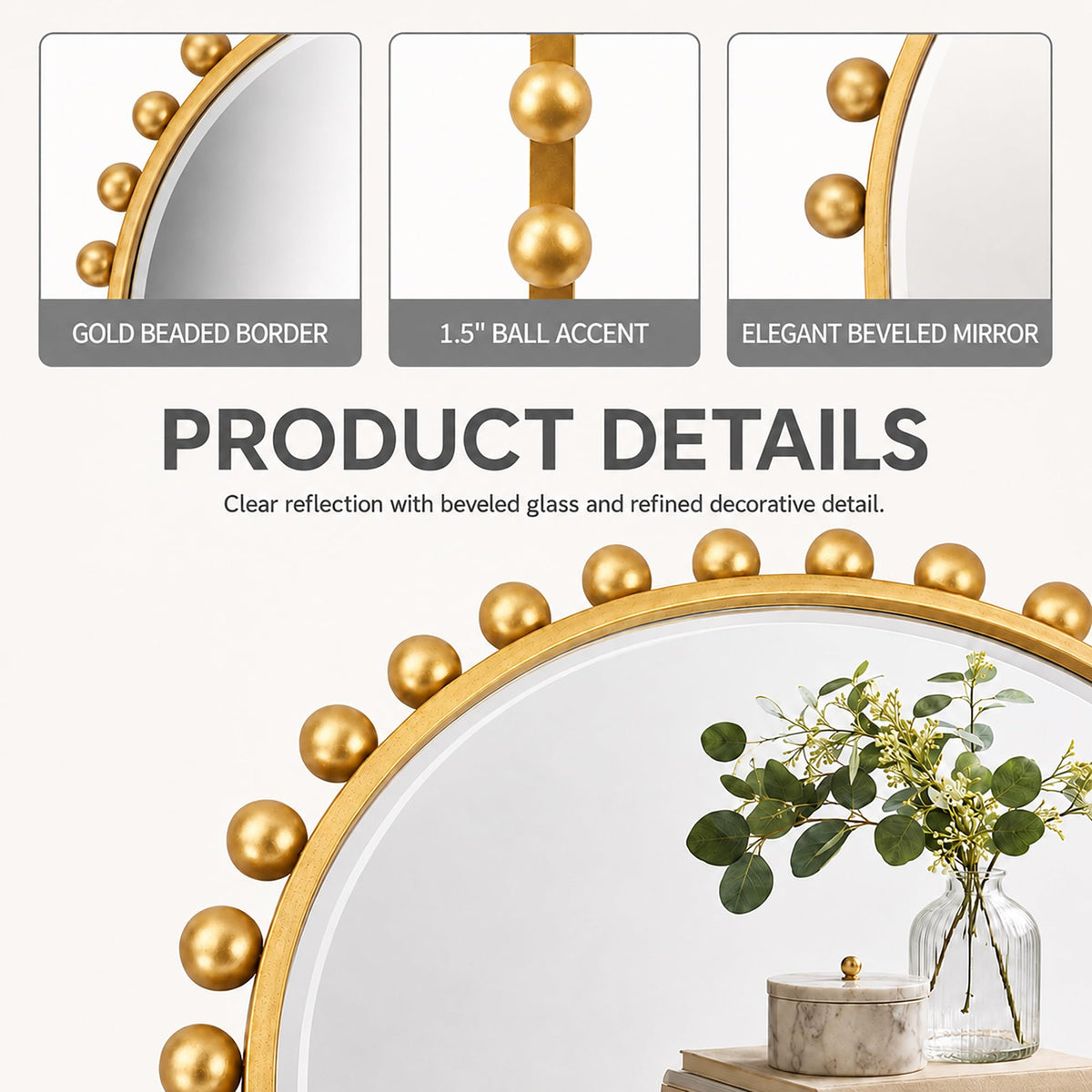 Antique Gold Arched Wall Mirror
