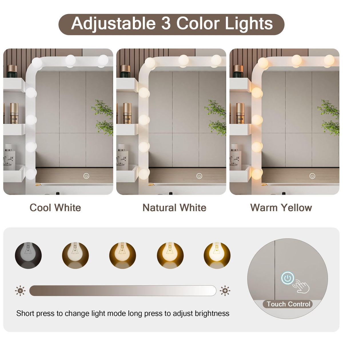 LED Makeup Vanity with 9 Drawers