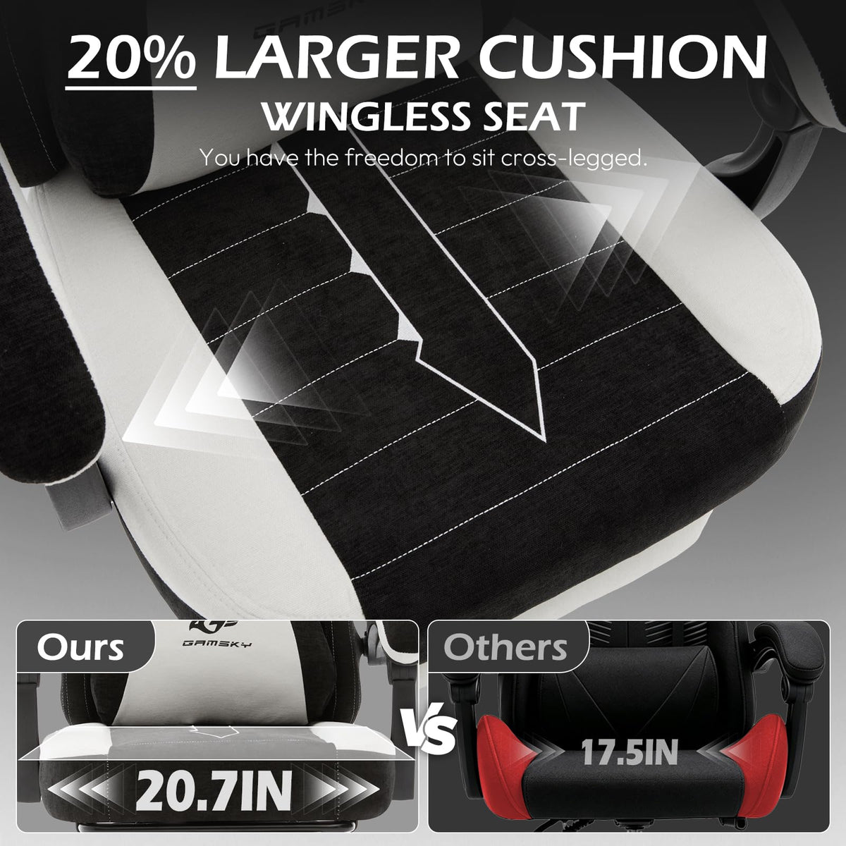 Gamsky Ergonomic Gaming Chair with Gel Cushion, Black White
