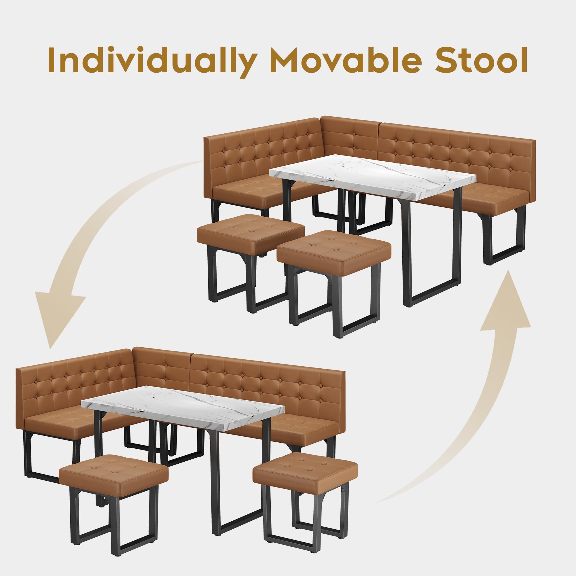 5-Piece Corner Bench Dining Table Set