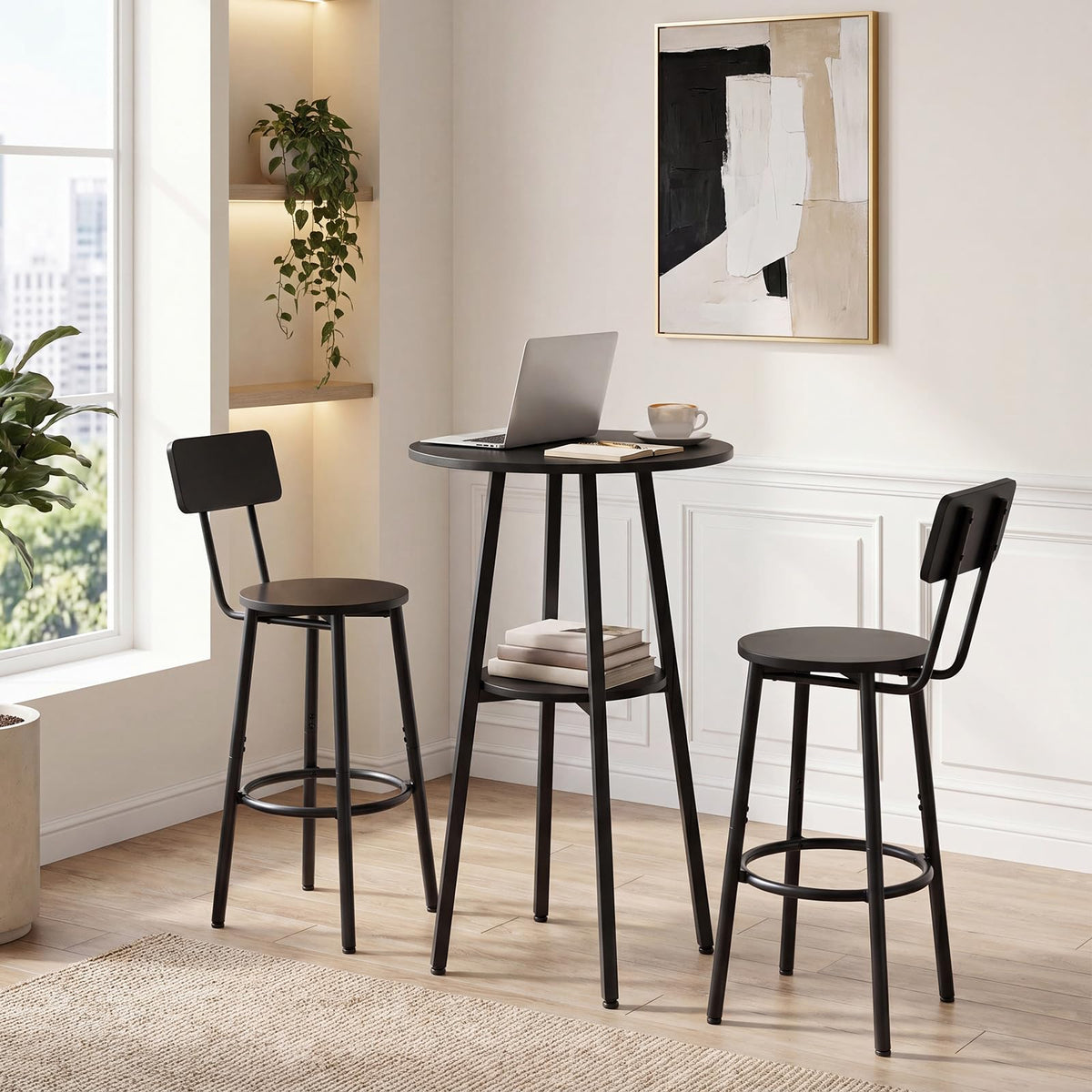 Round Bar Table and Stools Set