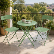 Grand patio Premium Frame Patio Bistro Set, Colorful Folding Outdoor Patio Furniture Sets, 3-Piece Patio Table and Chair Set, Sage Green
