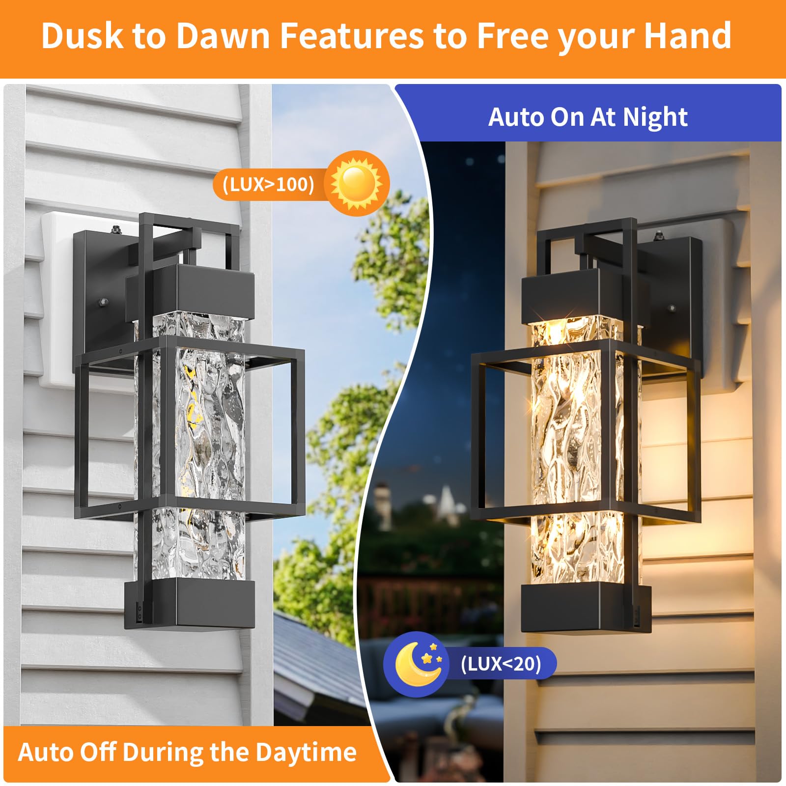 Dusk to Dawn Outdoor Wall Light Fixtures – 2 Pack
