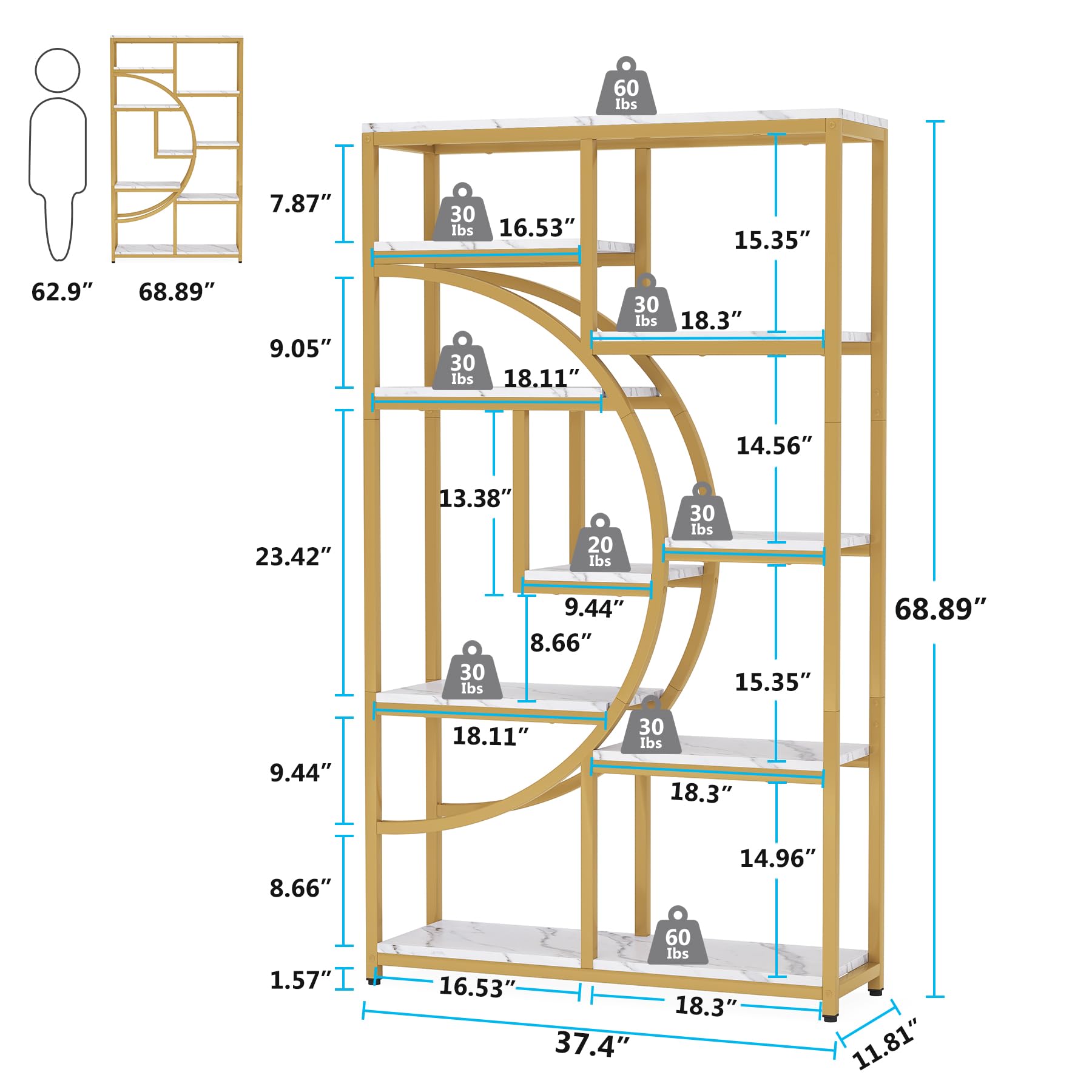 9-Shelf Etagere Bookcase