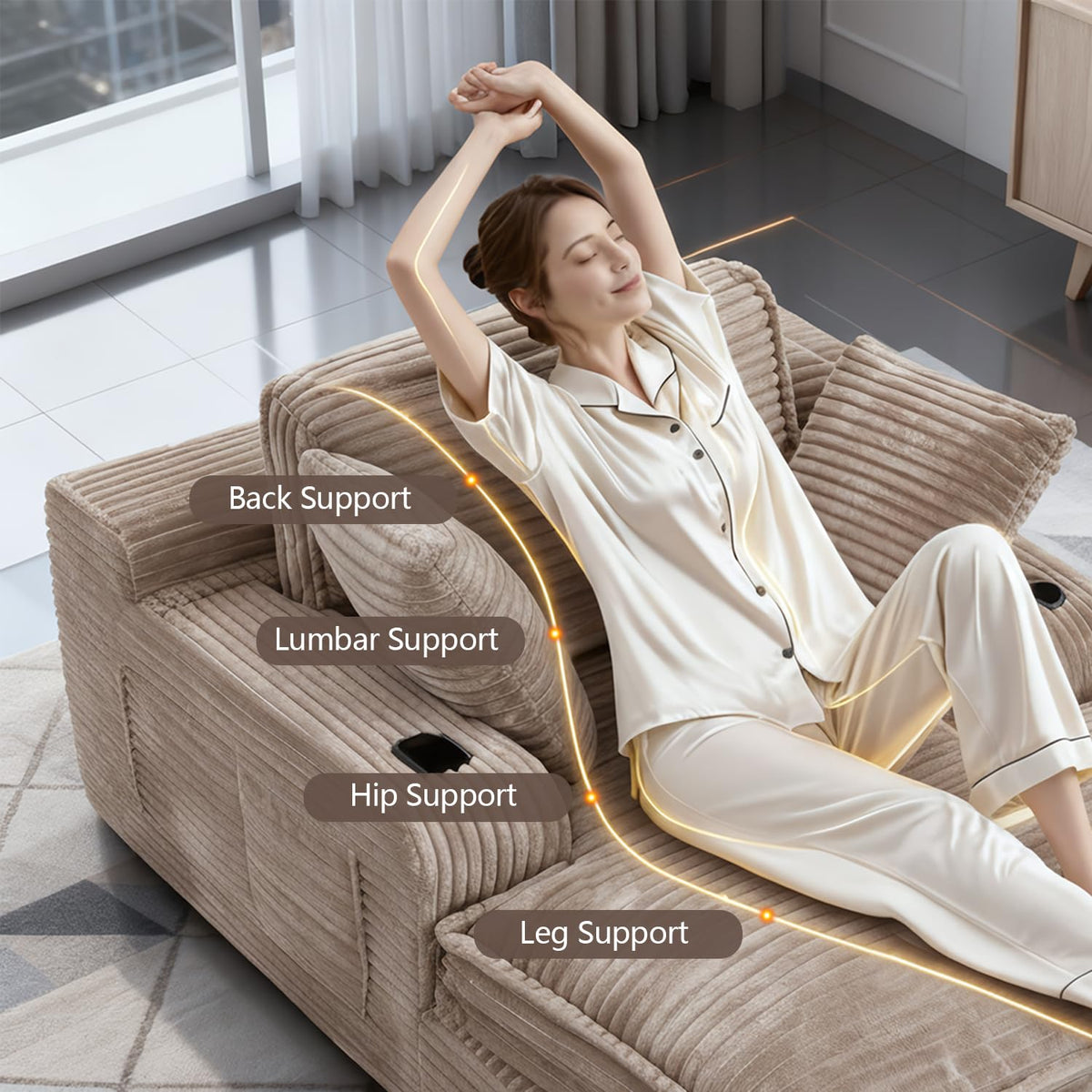 Camel Faux Fur Chaise Lounge