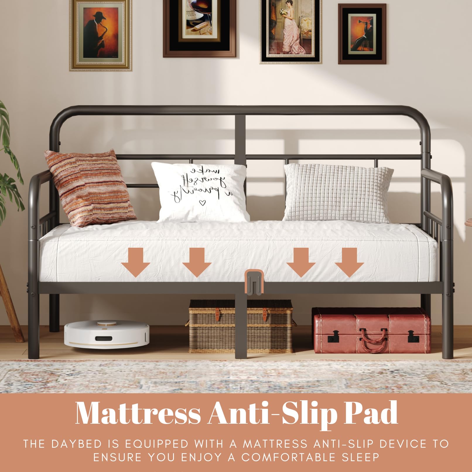 Twin Metal Daybed Frame with Storage