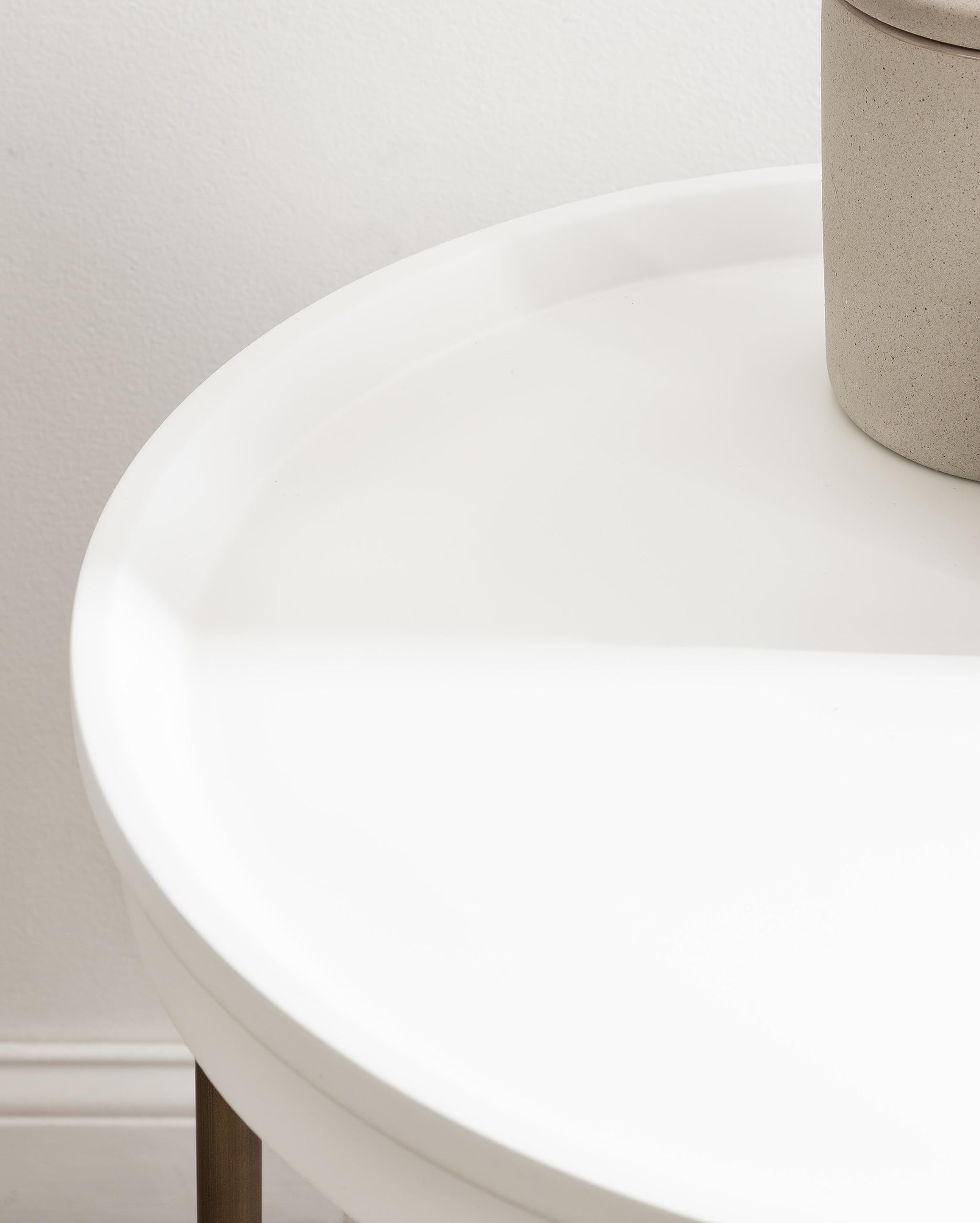 Round Glam Side Table with Geometric Metal Base