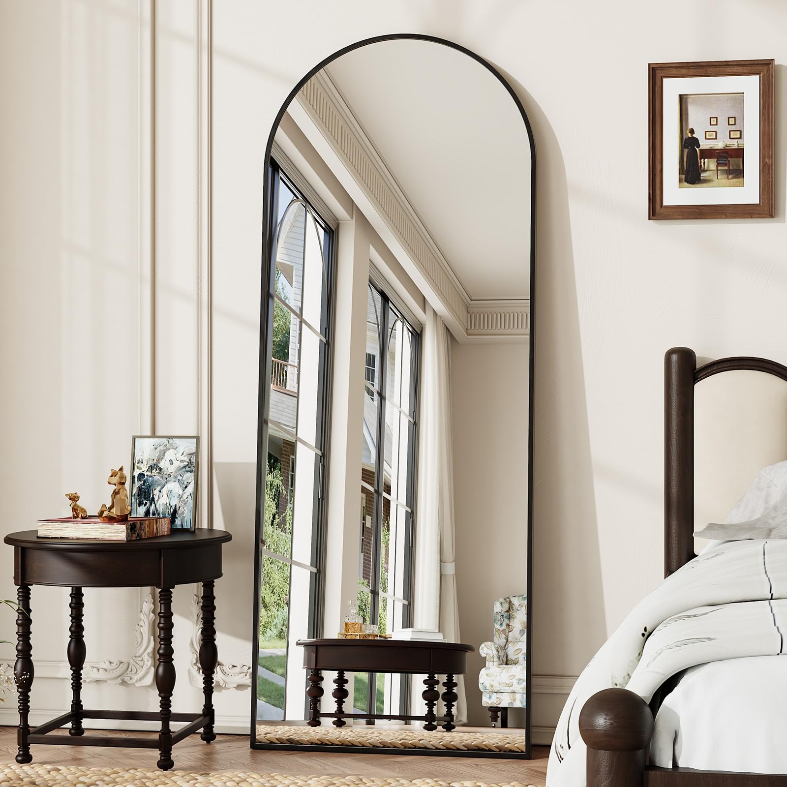 Arched Full Length Floor Mirror with Stand