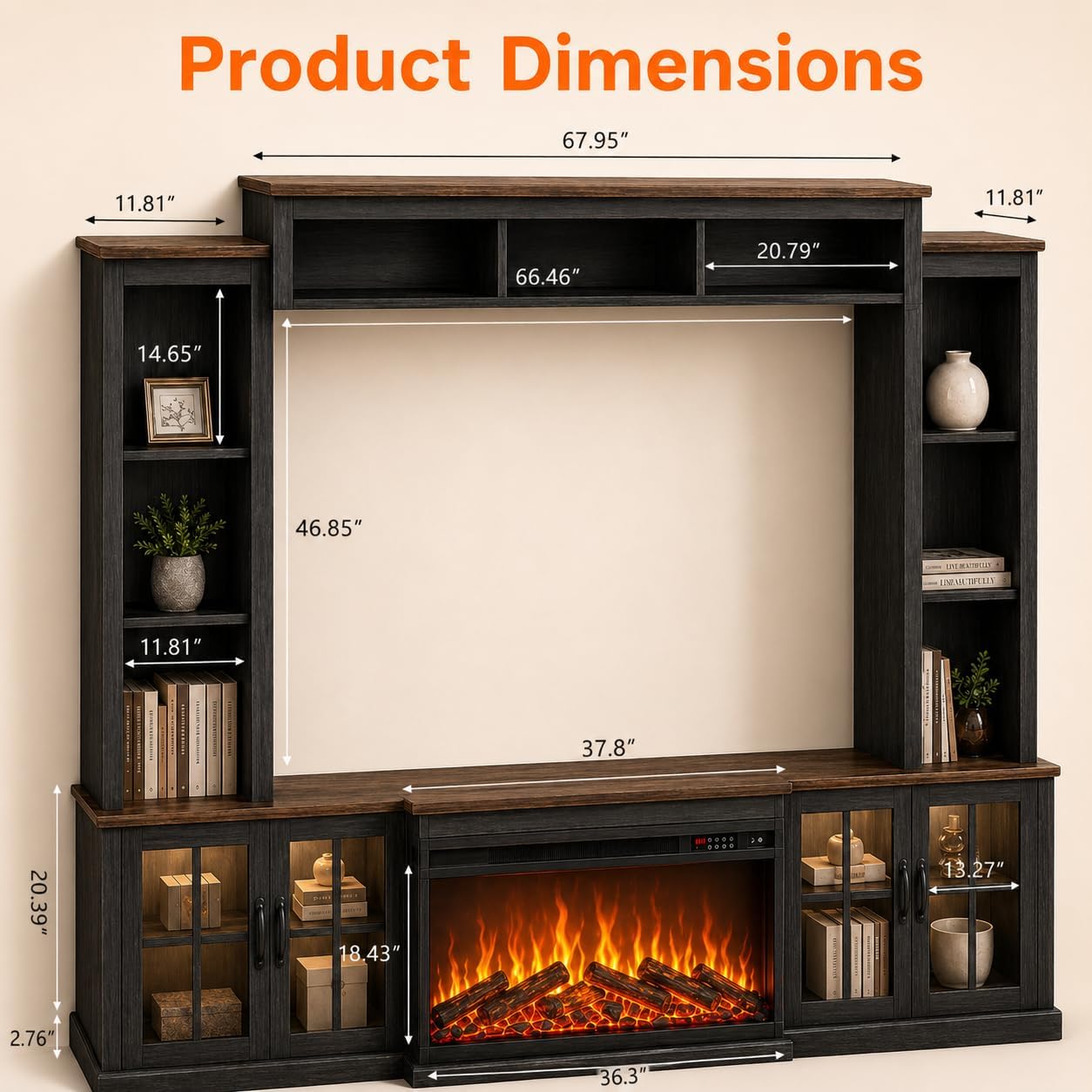 Farmhouse TV Stand with Electric Fireplace