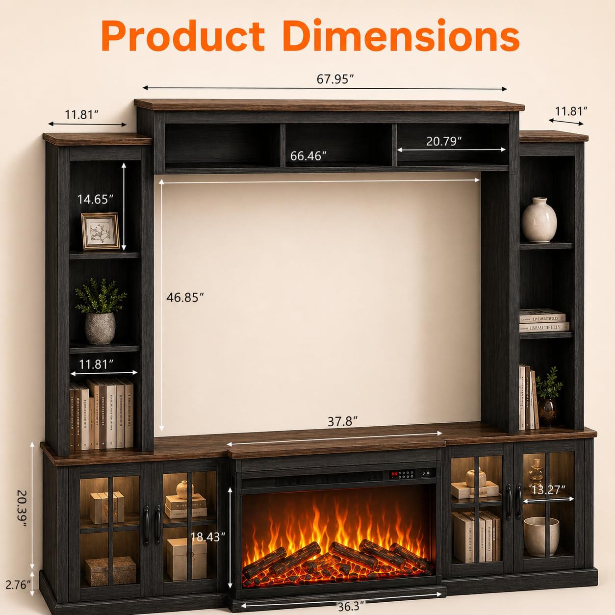 Farmhouse TV Stand with Electric Fireplace