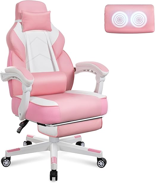 Big & Tall Gaming Chair with Footrest & Massage Lumbar