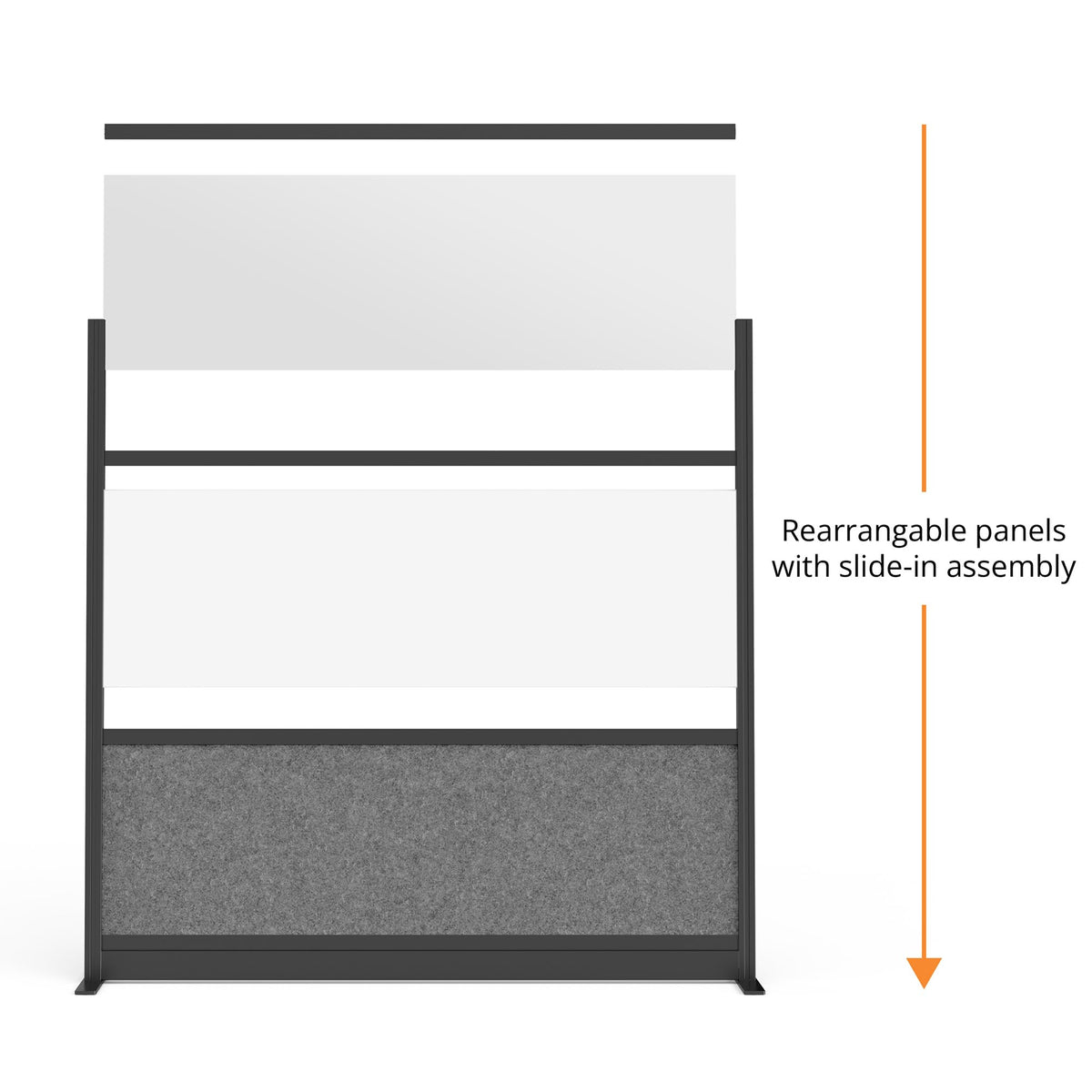 Stand Up Desk Store Workflow Desk Dividers, 53 x 70 in, Black Frame