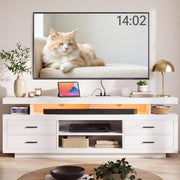 IRONCK 70" TV Stand for TVs up to 80", LED Entertainment Center, White