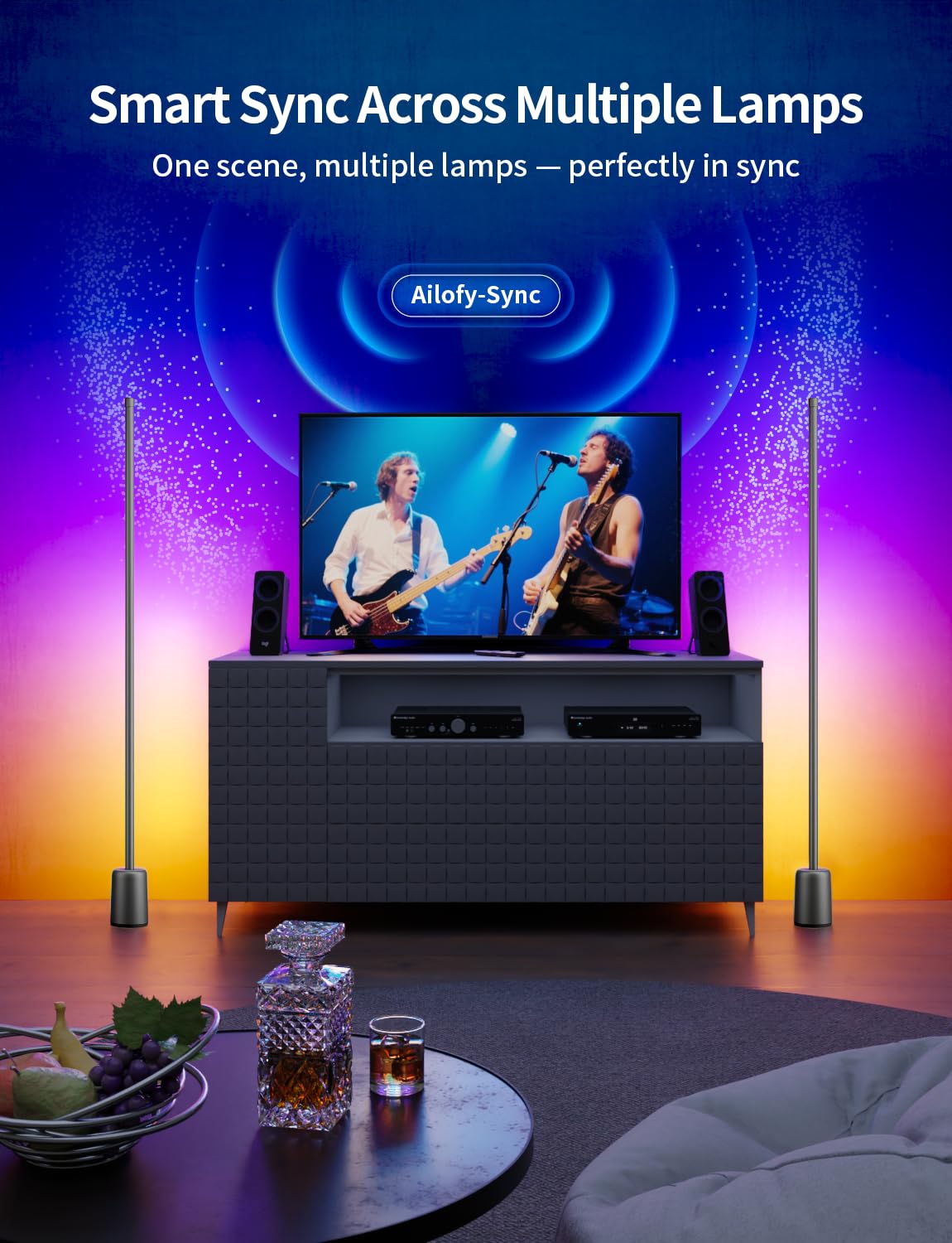 RGB Corner Floor Lamp with Music Sync & Voice Control