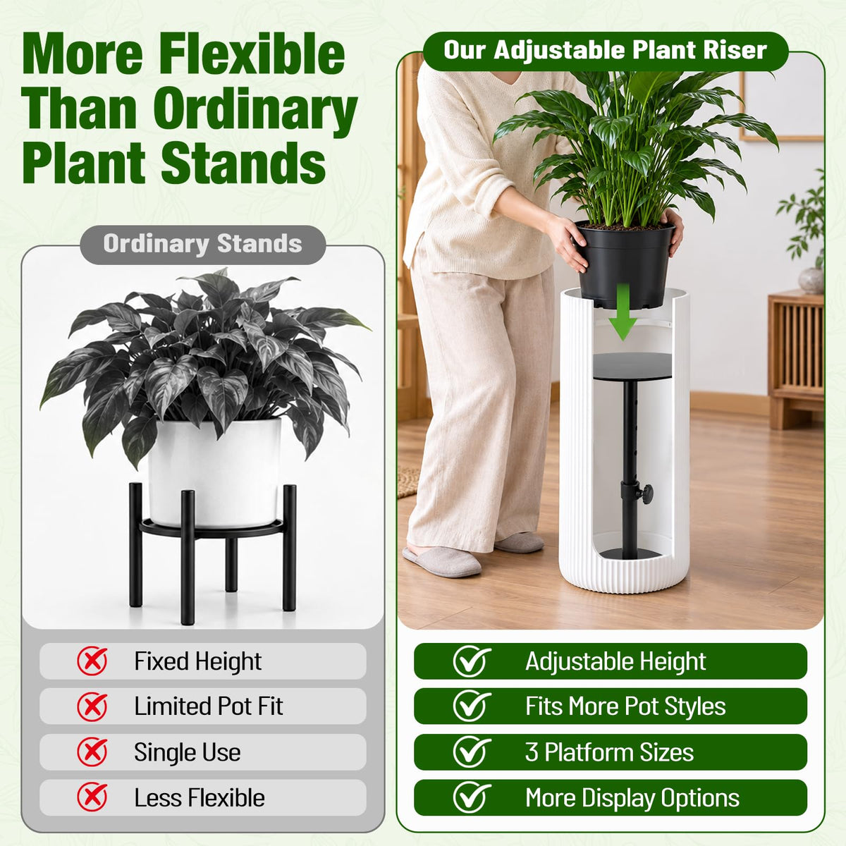 Kalolary Plant Riser for Inside Pot Adjustable Height 6-22"
