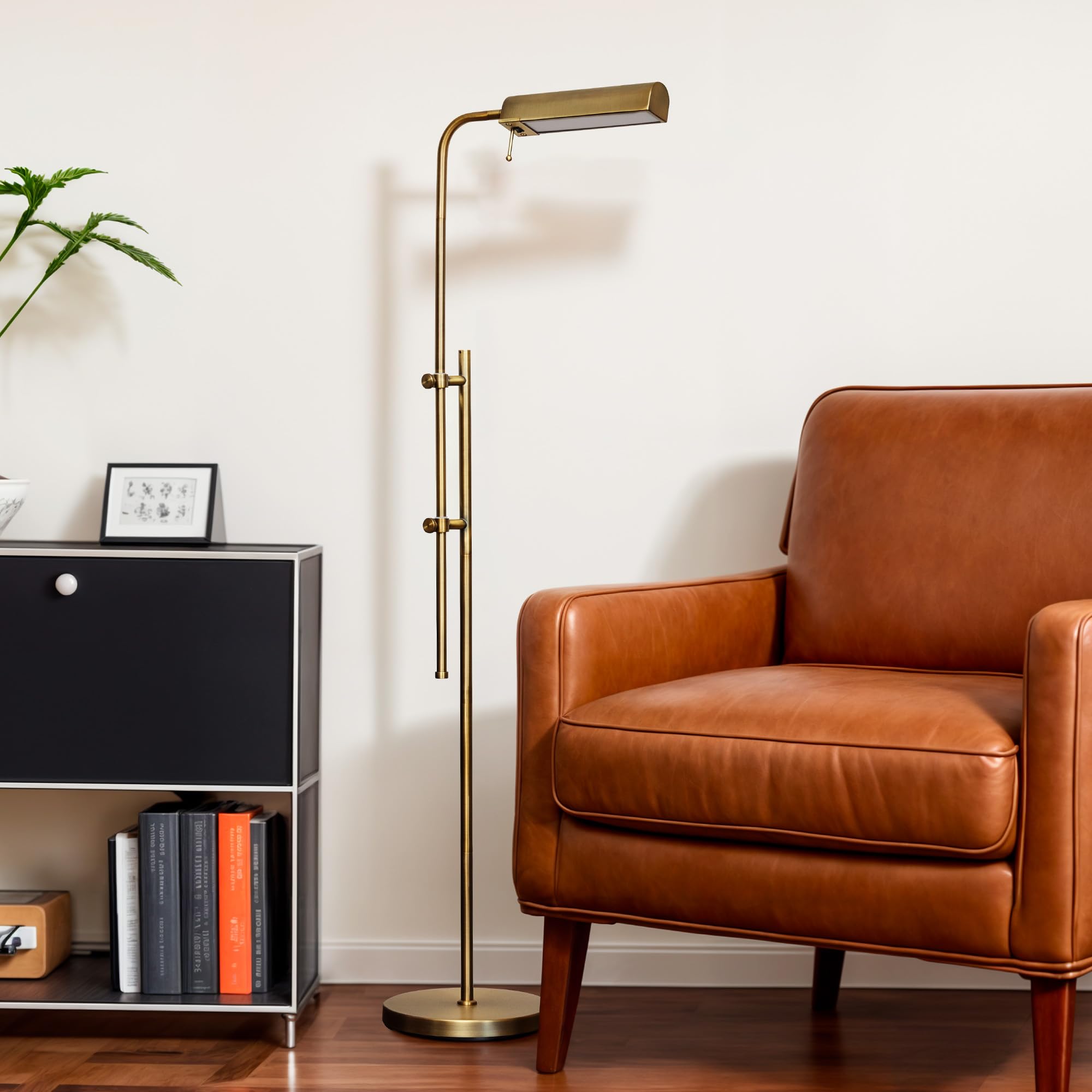 Industrial LED Floor Lamp with Adjustable Swing Arm