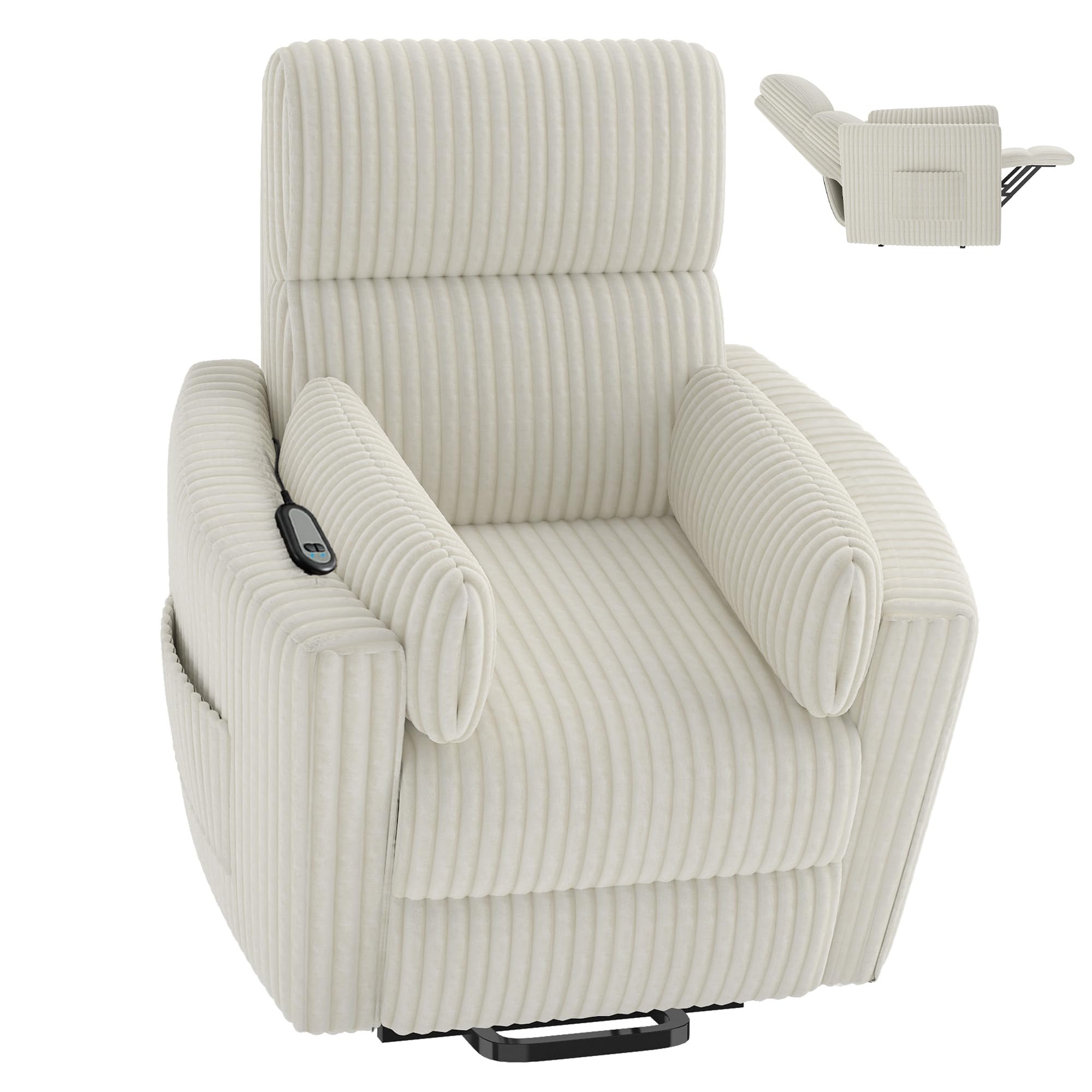 Power Lift Recliner Chair – Round Plush Faux Fur with Footrest