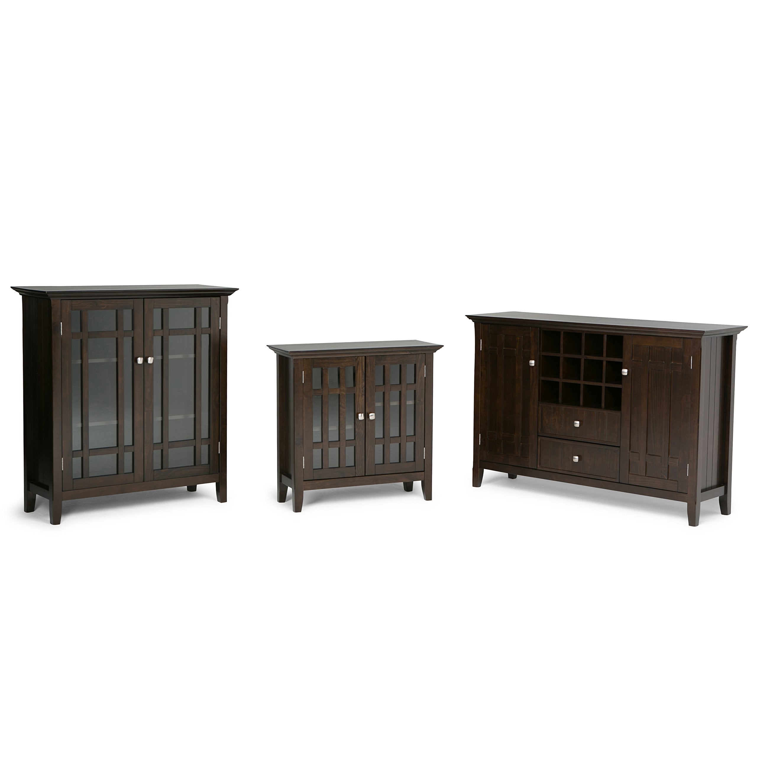 SIMPLIHOME Bedford TV Stand - 53 inch Wide Solid Wood Tall Media Console in Dark Tobacco Brown, Transitional Entertainment Center for Living Room for TVs up to 60 Inches with Cable Management