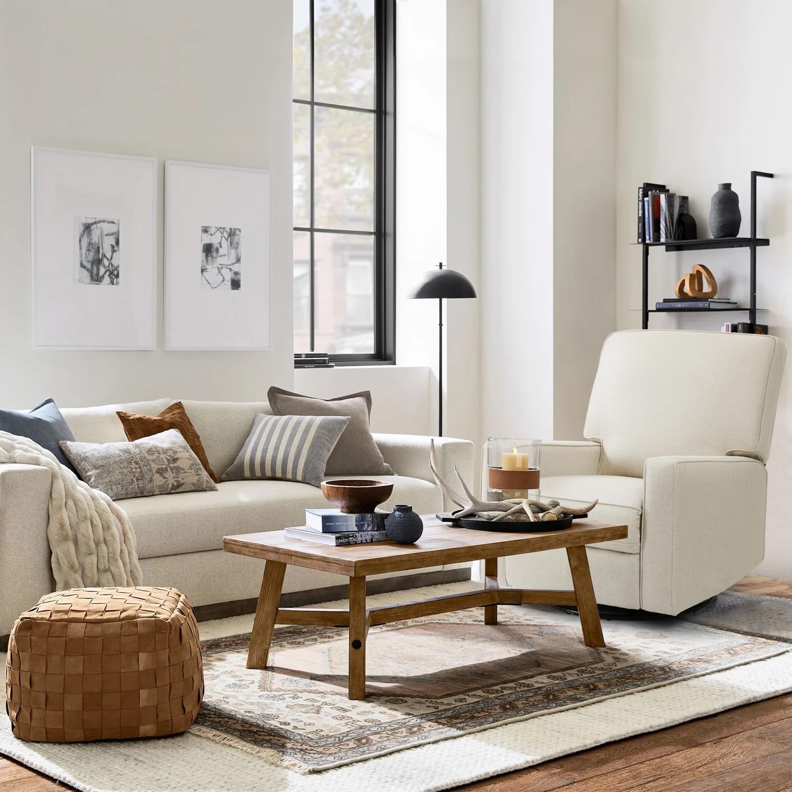 Harkawon Swivel Rocker Recliner Chair, Glider Rocker Recliner, Beige