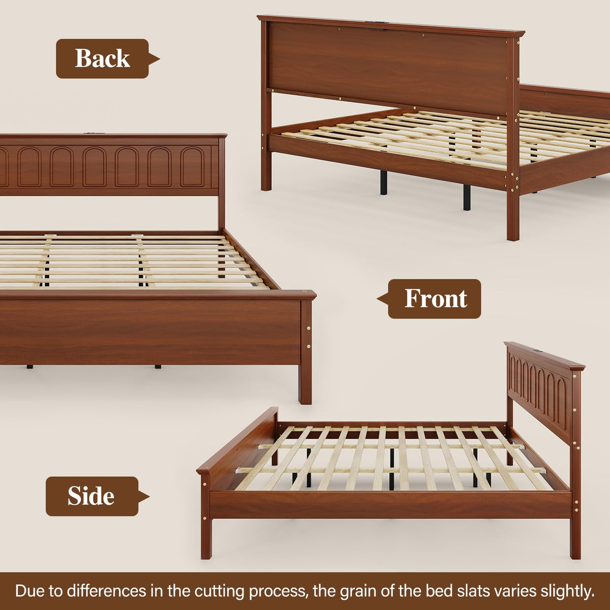 Queen Wood LED Platform Bed