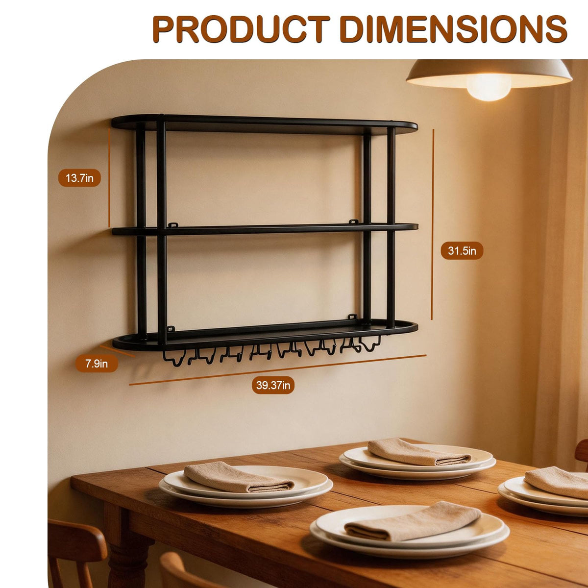 39.3 in Wall Mounted Wine Rack with Curved LED Lights Bottle Glass Rack