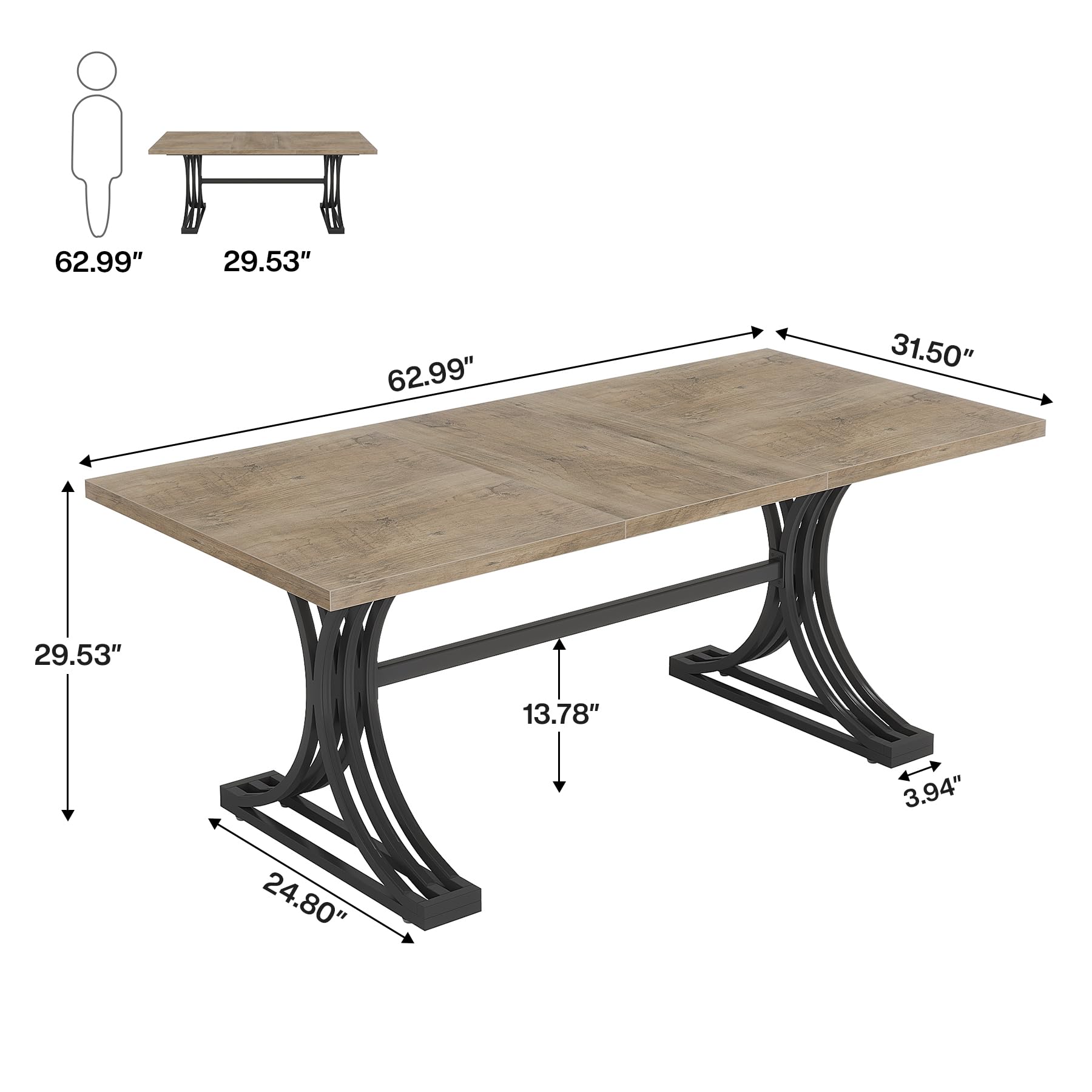 63" Conference Table with Metal Frame
