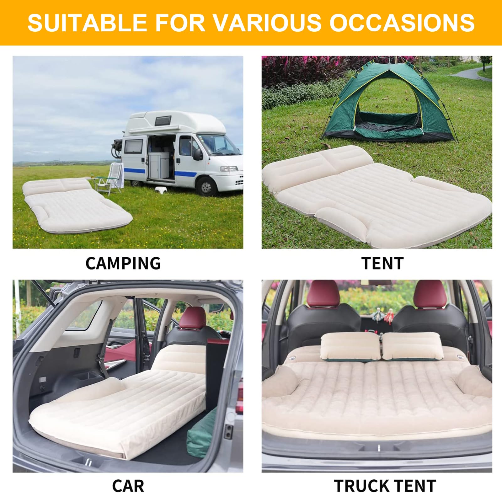 SUV Inflatable Air Mattress with Pillows & Pump