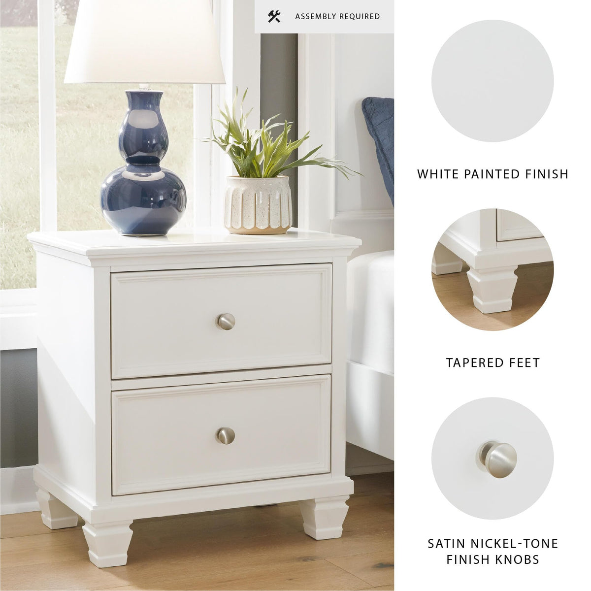 White 2-Drawer Nightstand