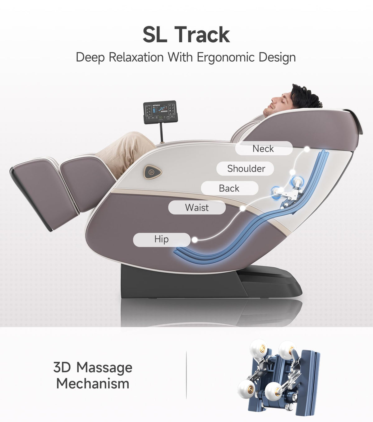 Real Relax 3D Massage Chair Full Body SL-Track Recliner Favor-22