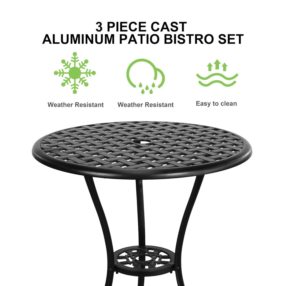 Withniture Bistro Patio Set 3 Piece,All Weather Bistro Table and Chairs Set