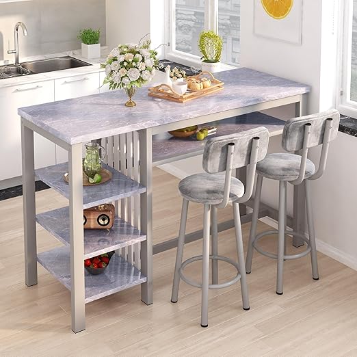 3-Piece Industrial Bar Table & Chair Set