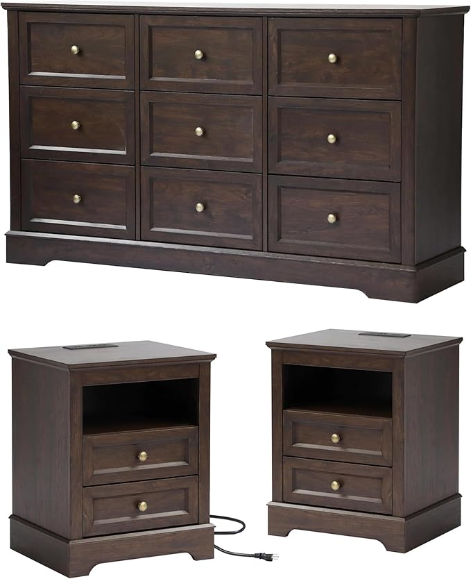 Farmhouse Bedroom Dresser Set with Nightstands