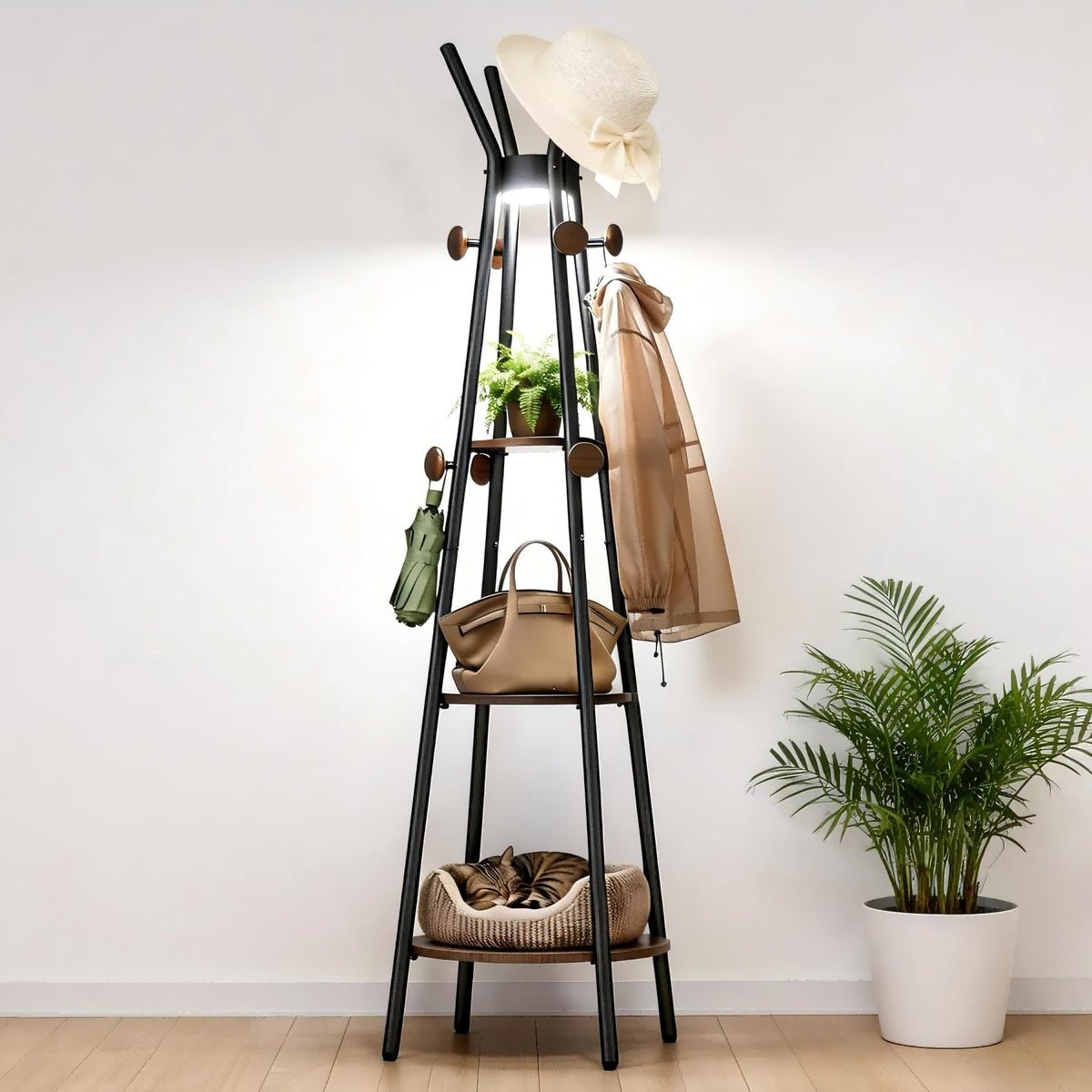 Coat Rack with Sensor Light